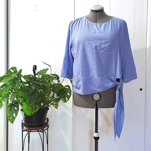 H&M   Blue Striped Modal-Cotton Blouse - Size M